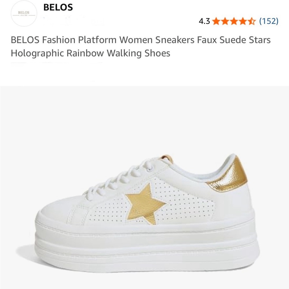 White and Gold Platform Sneakers